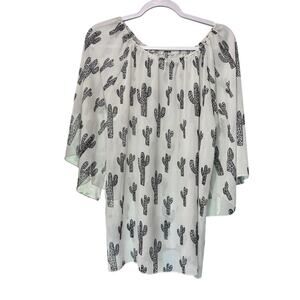 Cowgirl Hardware Top Sheer Cactus Western Cowgirl Rodeo Boho Cottage XXL